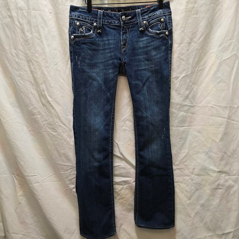Rock Revival Chrissie Boot bootcut jeans size 30 low rise flap pocket distressed
